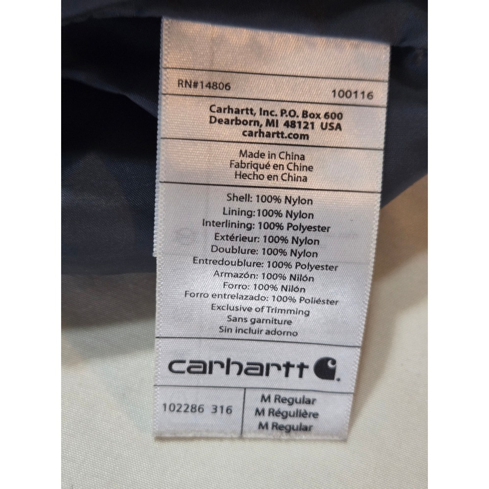 Carhartt Gilliam Vest Mens Medium Olive Green Quilted Puffer Jacket 102286 316 - Picture 7 of 8